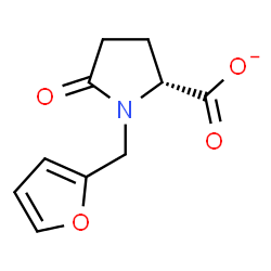 ChemSpider 2D Image | (2R)-1-(2-Furylmethyl)-5-oxo-2-pyrrolidinecarboxylate | C10H10NO4