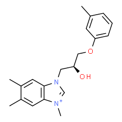 ChemSpider 2D Image | 1-[(2S)-2-Hydroxy-3-(3-methylphenoxy)propyl]-3,5,6-trimethyl-1H-3,1-benzimidazol-3-ium | C20H25N2O2