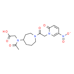 ChemSpider 2D Image | N-Acetyl-N-{1-[(5-nitro-2-oxo-1(2H)-pyridinyl)acetyl]-4-azepanyl}glycine | C17H22N4O7