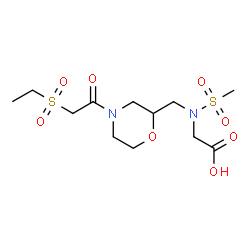 ChemSpider 2D Image | N-({4-[(Ethylsulfonyl)acetyl]-2-morpholinyl}methyl)-N-(methylsulfonyl)glycine | C12H22N2O8S2