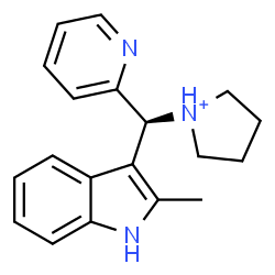 ChemSpider 2D Image | 1-[(S)-(2-Methyl-1H-indol-3-yl)(2-pyridinyl)methyl]pyrrolidinium | C19H22N3