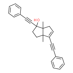 ChemSpider 2D Image | 3a,6a-Dimethyl-1,4-bis(phenylethynyl)-1,2,3,3a,6,6a-hexahydro-1-pentalenol | C26H24O