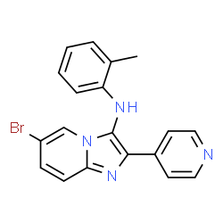 ChemSpider 2D Image | 6-bromo-N-(2-methylphenyl)-2-pyridin-4-yl-3-imidazo[1,2-a]pyridinamine | C19H15BrN4