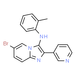 ChemSpider 2D Image | 6-Bromo-N-(2-methylphenyl)-2-(3-pyridinyl)imidazo[1,2-a]pyridin-3-amine | C19H15BrN4