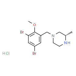 ChemSpider 2D Image | (3S)-1-(3,5-Dibromo-2-methoxybenzyl)-3-methylpiperazine hydrochloride (1:1) | C13H19Br2ClN2O