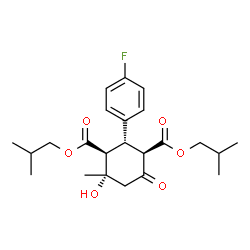 ChemSpider 2D Image | Diisobutyl (1R,2S,3S,4S)-2-(4-fluorophenyl)-4-hydroxy-4-methyl-6-oxo-1,3-cyclohexanedicarboxylate | C23H31FO6