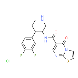 ChemSpider 2D Image | N-[4-(3,4-Difluorophenyl)-3-piperidinyl]-5-oxo-5H-[1,3]thiazolo[3,2-a]pyrimidine-6-carboxamide hydrochloride (1:1) | C18H17ClF2N4O2S