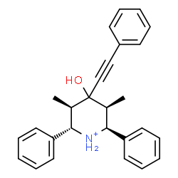 ChemSpider 2D Image | (2S,3R,5S,6S)-4-Hydroxy-3,5-dimethyl-2,6-diphenyl-4-(phenylethynyl)piperidinium | C27H28NO