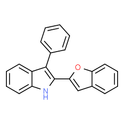 ChemSpider 2D Image | 2-(1-Benzofuran-2-yl)-3-phenyl-1H-indole | C22H15NO