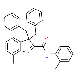 ChemSpider 2D Image | 3,3-Dibenzyl-7-methyl-N-(2-methylphenyl)-3H-indole-2-carboxamide | C31H28N2O