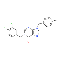 ChemSpider 2D Image | 6-(3,4-Dichlorobenzyl)-3-(4-methylbenzyl)-3,6-dihydro-7H-[1,2,3]triazolo[4,5-d]pyrimidin-7-one | C19H15Cl2N5O