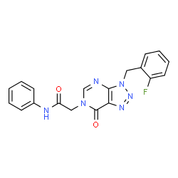 ChemSpider 2D Image | 2-[3-(2-Fluorobenzyl)-7-oxo-3,7-dihydro-6H-[1,2,3]triazolo[4,5-d]pyrimidin-6-yl]-N-phenylacetamide | C19H15FN6O2