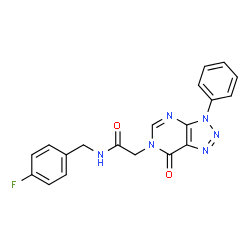 ChemSpider 2D Image | N-(4-Fluorobenzyl)-2-(7-oxo-3-phenyl-3,7-dihydro-6H-[1,2,3]triazolo[4,5-d]pyrimidin-6-yl)acetamide | C19H15FN6O2