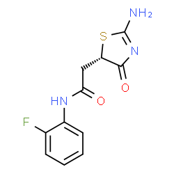 ChemSpider 2D Image | 2-[(5S)-2-Amino-4-oxo-4,5-dihydro-1,3-thiazol-5-yl]-N-(2-fluorophenyl)acetamide | C11H10FN3O2S