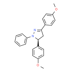 ChemSpider 2D Image | (5S)-3,5-Bis(4-methoxyphenyl)-1-phenyl-4,5-dihydro-1H-pyrazole | C23H22N2O2