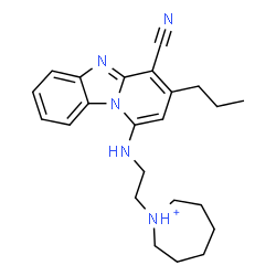 ChemSpider 2D Image | 1-{2-[(4-Cyano-3-propylpyrido[1,2-a]benzimidazol-1-yl)amino]ethyl}azepanium | C23H30N5