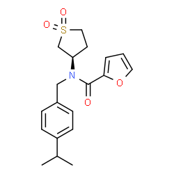 ChemSpider 2D Image | N-[(3R)-1,1-Dioxidotetrahydro-3-thiophenyl]-N-(4-isopropylbenzyl)-2-furamide | C19H23NO4S