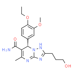 ChemSpider 2D Image | (7S)-7-(4-Ethoxy-3-methoxyphenyl)-2-(3-hydroxypropyl)-5-methyl-1,7-dihydro[1,2,4]triazolo[1,5-a]pyrimidine-6-carboxamide | C19H25N5O4