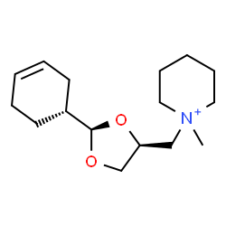ChemSpider 2D Image | 1-({(2R,4S)-2-[(1R)-3-Cyclohexen-1-yl]-1,3-dioxolan-4-yl}methyl)-1-methylpiperidinium | C16H28NO2