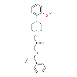 ChemSpider 2D Image | 1-{(2S)-2-Hydroxy-3-[(1S)-1-phenylpropoxy]propyl}-4-(2-methoxyphenyl)piperazin-1-ium | C23H33N2O3
