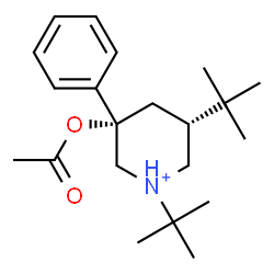ChemSpider 2D Image | (3S,5R)-3-Acetoxy-1,5-bis(2-methyl-2-propanyl)-3-phenylpiperidinium | C21H34NO2