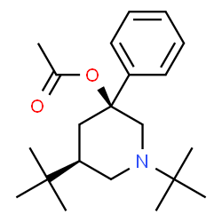 ChemSpider 2D Image | (3S,5R)-1,5-Bis(2-methyl-2-propanyl)-3-phenyl-3-piperidinyl acetate | C21H33NO2