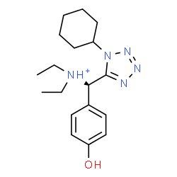 ChemSpider 2D Image | N-[(R)-(1-Cyclohexyl-1H-tetrazol-5-yl)(4-hydroxyphenyl)methyl]-N-ethylethanaminium | C18H28N5O