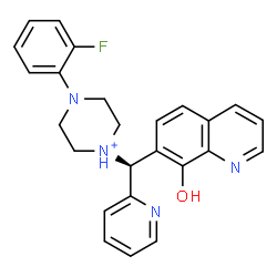 ChemSpider 2D Image | 4-(2-Fluorophenyl)-1-[(S)-(8-hydroxy-7-quinolinyl)(2-pyridinyl)methyl]piperazin-1-ium | C25H24FN4O