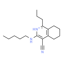 ChemSpider 2D Image | 4-Cyano-3-(pentylamino)-1-propyl-5,6,7,8-tetrahydroisoquinolinium | C18H28N3