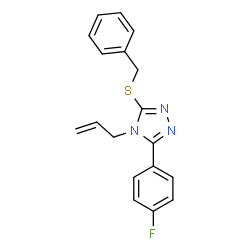 ChemSpider 2D Image | 4-Allyl-3-(benzylsulfanyl)-5-(4-fluorophenyl)-4H-1,2,4-triazole | C18H16FN3S