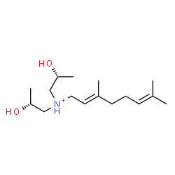 ChemSpider 2D Image | (2E)-N,N-Bis[(2R)-2-hydroxypropyl]-3,7-dimethyl-2,6-octadien-1-aminium | C16H32NO2