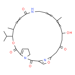 ChemSpider 2D Image | 21-Hydroxy-10-isopropyl-11,19-dimethyl-9,26-dioxa-3,15,28-triazatricyclo[23.2.1.0~3,7~]octacosa-1(27),6,12,17,19,25(28)-hexaene-2,8,14,23-tetrone | C28H35N3O7