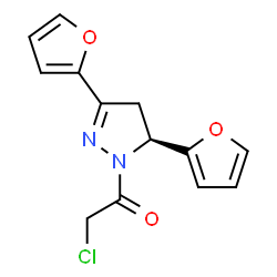 ChemSpider 2D Image | 2-Chloro-1-[(5S)-3,5-di(2-furyl)-4,5-dihydro-1H-pyrazol-1-yl]ethanone | C13H11ClN2O3