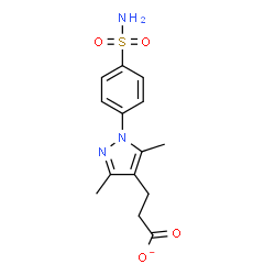 ChemSpider 2D Image | 3-[3,5-Dimethyl-1-(4-sulfamoylphenyl)-1H-pyrazol-4-yl]propanoate | C14H16N3O4S