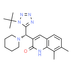 ChemSpider 2D Image | 7,8-Dimethyl-3-[(S)-[1-(2-methyl-2-propanyl)-1H-tetrazol-5-yl](1-piperidinyl)methyl]-2(1H)-quinolinone | C22H30N6O