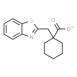 ChemSpider 2D Image | 1-(1,3-Benzothiazol-2-ylmethyl)cyclohexanecarboxylate | C15H16NO2S