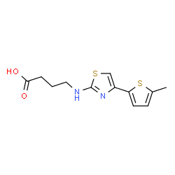 ChemSpider 2D Image | 4-[[4-(5-Methyl-2-thienyl)-2-thiazolyl]amino]butanoic acid | C12H14N2O2S2