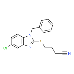 ChemSpider 2D Image | 4-[(1-Benzyl-5-chloro-1H-benzimidazol-2-yl)sulfanyl]butanenitrile | C18H16ClN3S