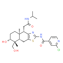 ChemSpider 2D Image | 2-Chloro-N-{(4S,4aR,7R,8R,8aS)-7-hydroxy-8-(hydroxymethyl)-4-[2-(isopropylamino)-2-oxoethyl]-4a,8-dimethyl-4,4a,5,6,7,8,8a,9-octahydronaphtho[2,3-d][1,3]thiazol-2-yl}isonicotinamide | C25H33ClN4O4S