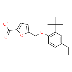 ChemSpider 2D Image | 5-{[4-Ethyl-2-(2-methyl-2-propanyl)phenoxy]methyl}-2-furoate | C18H21O4