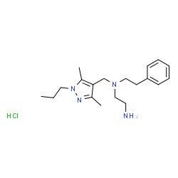 ChemSpider 2D Image | N-[(3,5-Dimethyl-1-propyl-1H-pyrazol-4-yl)methyl]-N-(2-phenylethyl)-1,2-ethanediamine hydrochloride (1:1) | C19H31ClN4