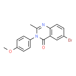 ChemSpider 2D Image | 6-Bromo-3-(4-methoxyphenyl)-2-methyl-4(3H)-quinazolinone | C16H13BrN2O2