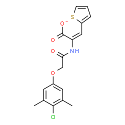 ChemSpider 2D Image | (2E)-2-{[(4-Chloro-3,5-dimethylphenoxy)acetyl]amino}-3-(2-thienyl)acrylate | C17H15ClNO4S