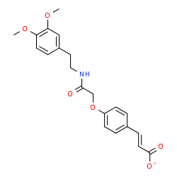 ChemSpider 2D Image | (2E)-3-[4-(2-{[2-(3,4-Dimethoxyphenyl)ethyl]amino}-2-oxoethoxy)phenyl]acrylate | C21H22NO6