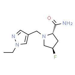 ChemSpider 2D Image | (4R)-1-[(1-Ethyl-1H-pyrazol-4-yl)methyl]-4-fluoro-L-prolinamide | C11H17FN4O