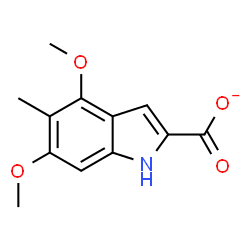 ChemSpider 2D Image | 4,6-Dimethoxy-5-methyl-1H-indole-2-carboxylate | C12H12NO4