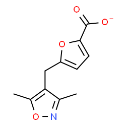 ChemSpider 2D Image | 5-[(3,5-Dimethyl-1,2-oxazol-4-yl)methyl]-2-furoate | C11H10NO4