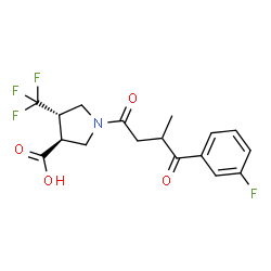 ChemSpider 2D Image | (3S,4S)-1-[4-(3-Fluorophenyl)-3-methyl-4-oxobutanoyl]-4-(trifluoromethyl)-3-pyrrolidinecarboxylic acid | C17H17F4NO4