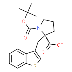ChemSpider 2D Image | (2S)-2-(1-Benzothiophen-3-ylmethyl)-1-{[(2-methyl-2-propanyl)oxy]carbonyl}-2-pyrrolidinecarboxylate | C19H22NO4S