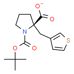 ChemSpider 2D Image | (2R)-1-{[(2-Methyl-2-propanyl)oxy]carbonyl}-2-(3-thienylmethyl)-2-pyrrolidinecarboxylate | C15H20NO4S
